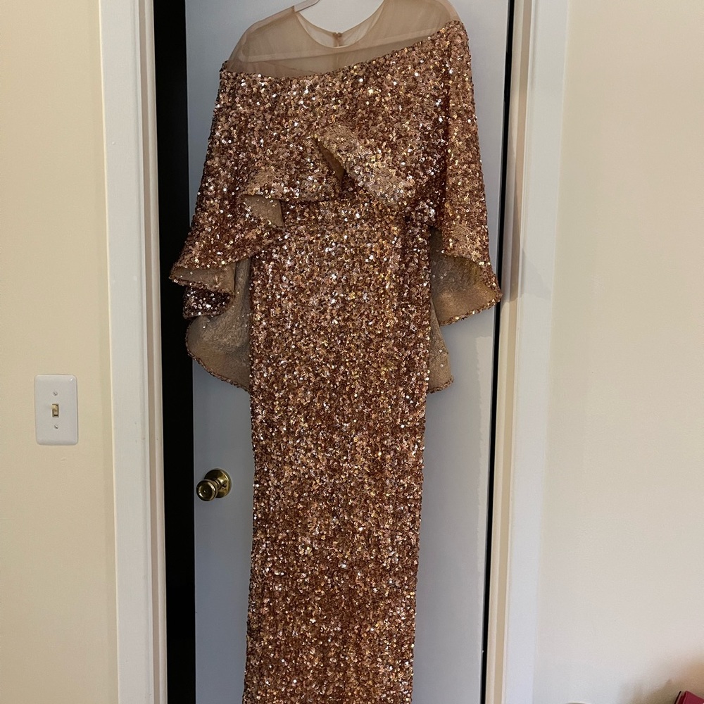 Sequence rose gold prom dress